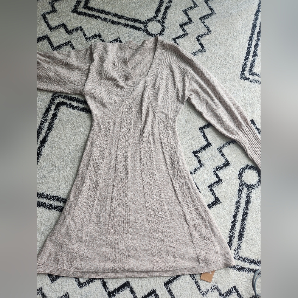 SHEIN Textured Taupe Knit Sweater Dress